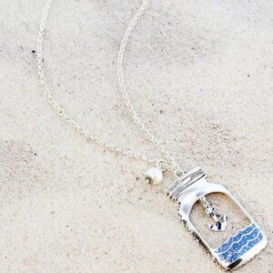 Silver Mason Jar Anchor Beach Necklace